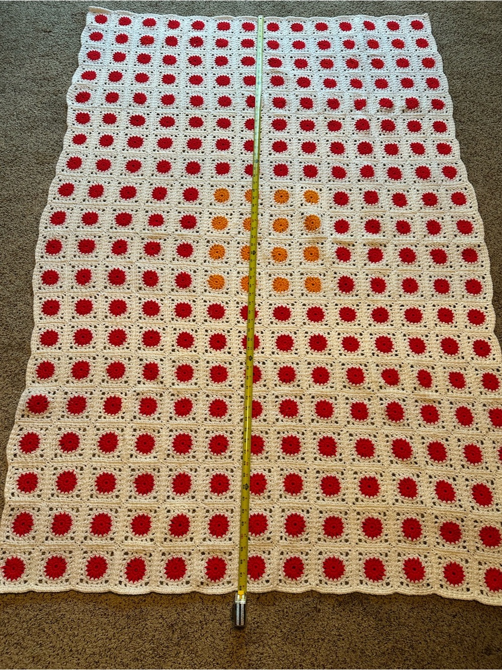 Handmade Granny Square Crochet Afghan Blanket Throw 68” X 48.5” Sunburst Motif - Picture 4 of 7